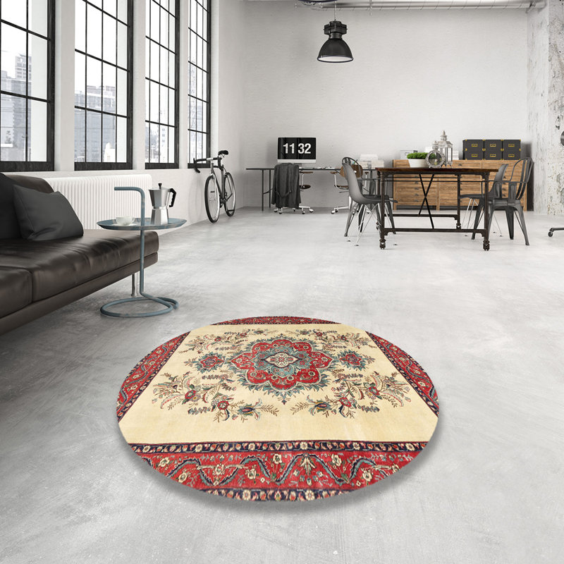Tapis oriental beige, Rond 7 pi