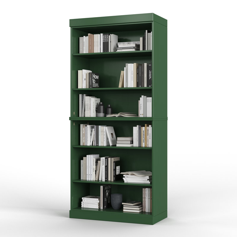 Palace Imports 100% Solid Wood 6-Shelf Bookcase, Adjustable Shelves, 32" Wide, 71.5" Tall, Green
