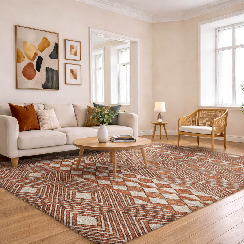 Tapis à losanges de qualité supérieure lavable à la machine ADS107, Canyon, 8 pi x 10 pi