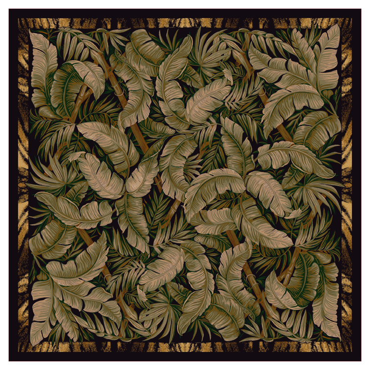 Alminus Jungle Fever Ebony Sage Floral Area Rug