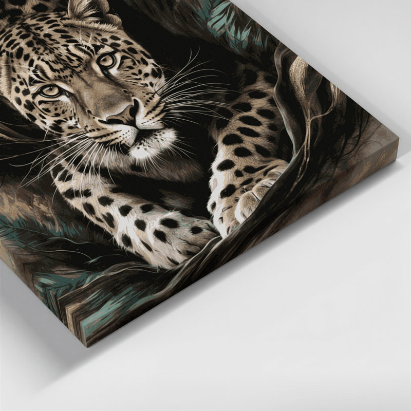«Big Cats», art mural noir sur toile léopard sri-lankais, H 16 po x l 16 po