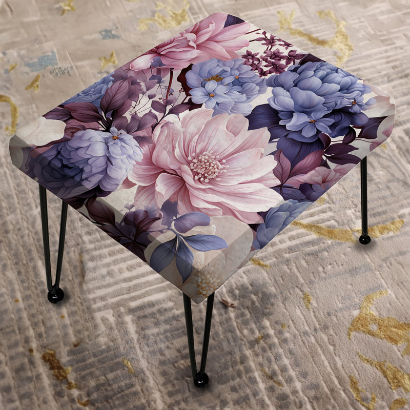 Repose-pieds rectangulaire bleu et mauve
