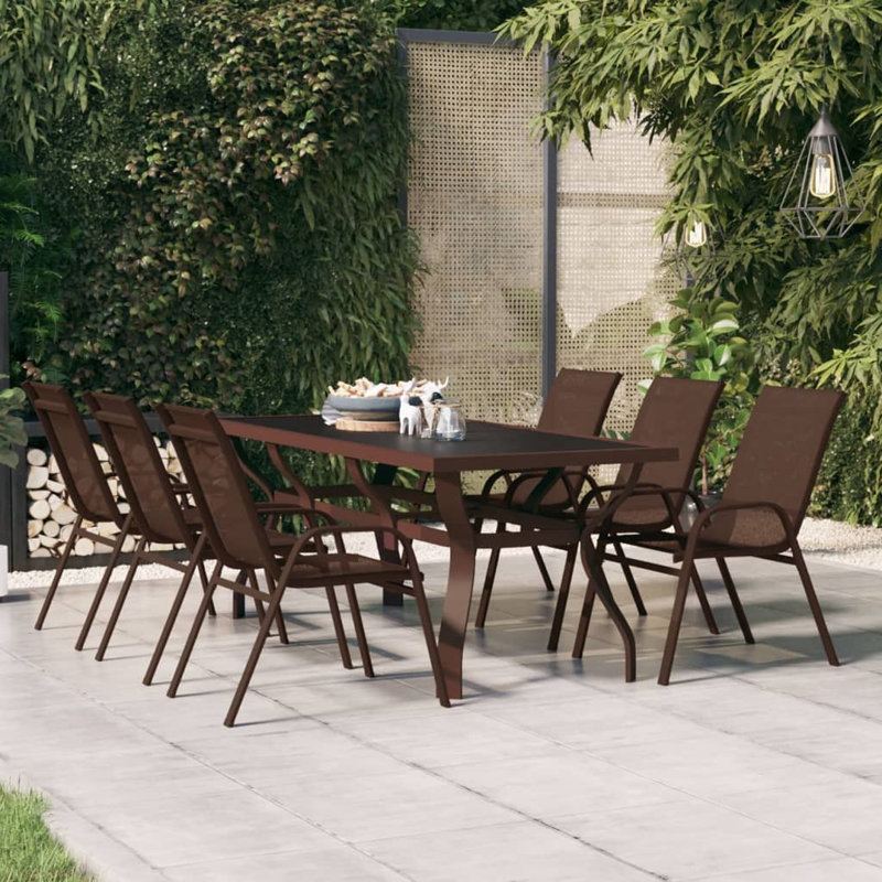Bransbury Rectangular Metal Outdoor Dining Table , 180cm cm W 80cm cm D, Brown