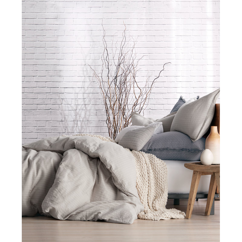 Ensemble d'édredon en coton 3 pièces Comfy, Édredon très grand + 2 taies décoratives, Platine