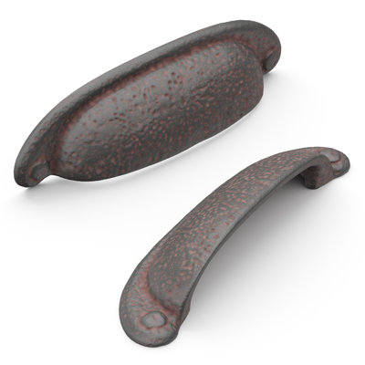 Refined Rustic Collection Cup Pull - 3" & 3-3/4" Center to Center Cabinet Pull Rustic Iron - Craftsman Hardware for Drawers & Cabinets