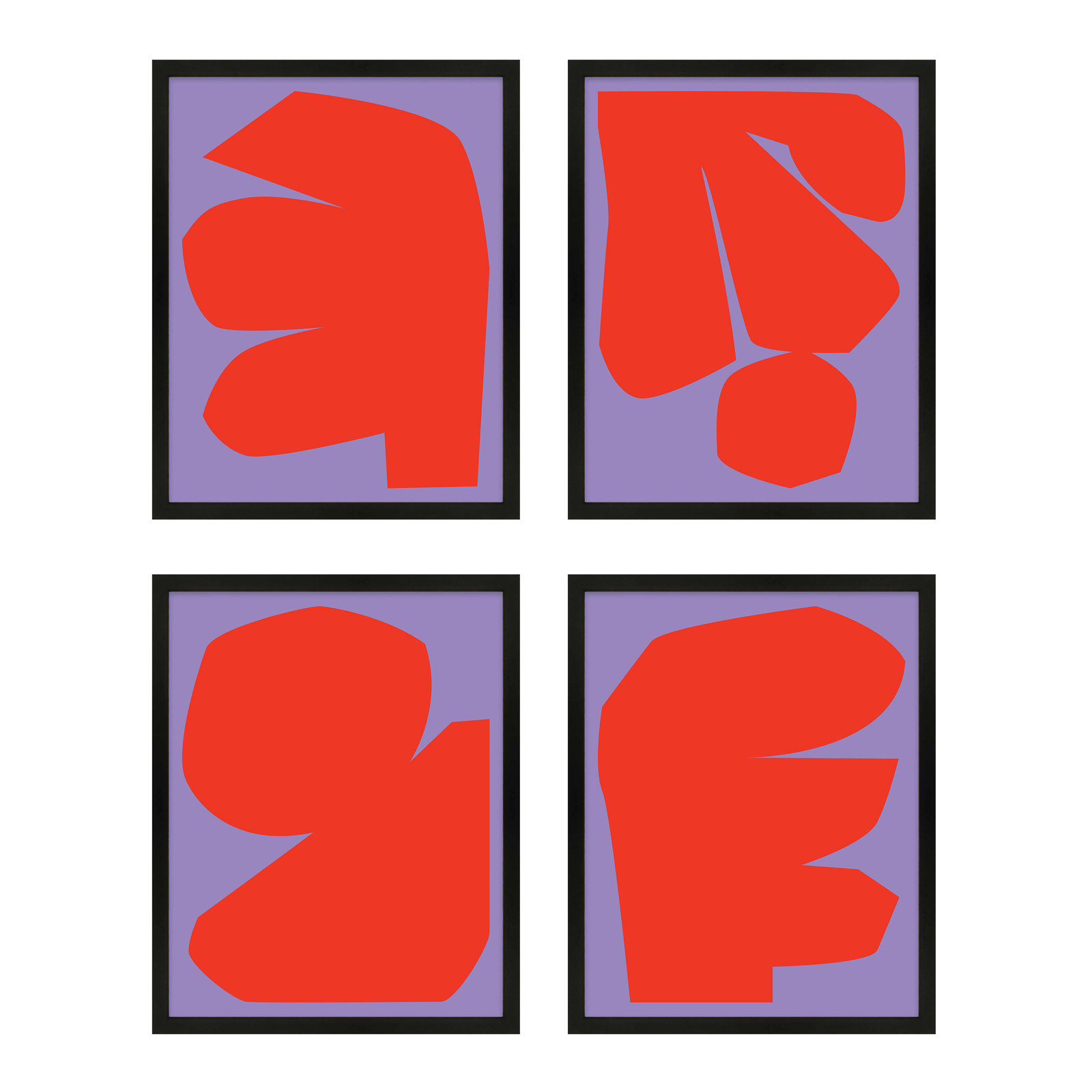 Akita "Module Minimalism" 4-Piece Print Set, Black Framed, 30"H x 24"W x 1.25"D