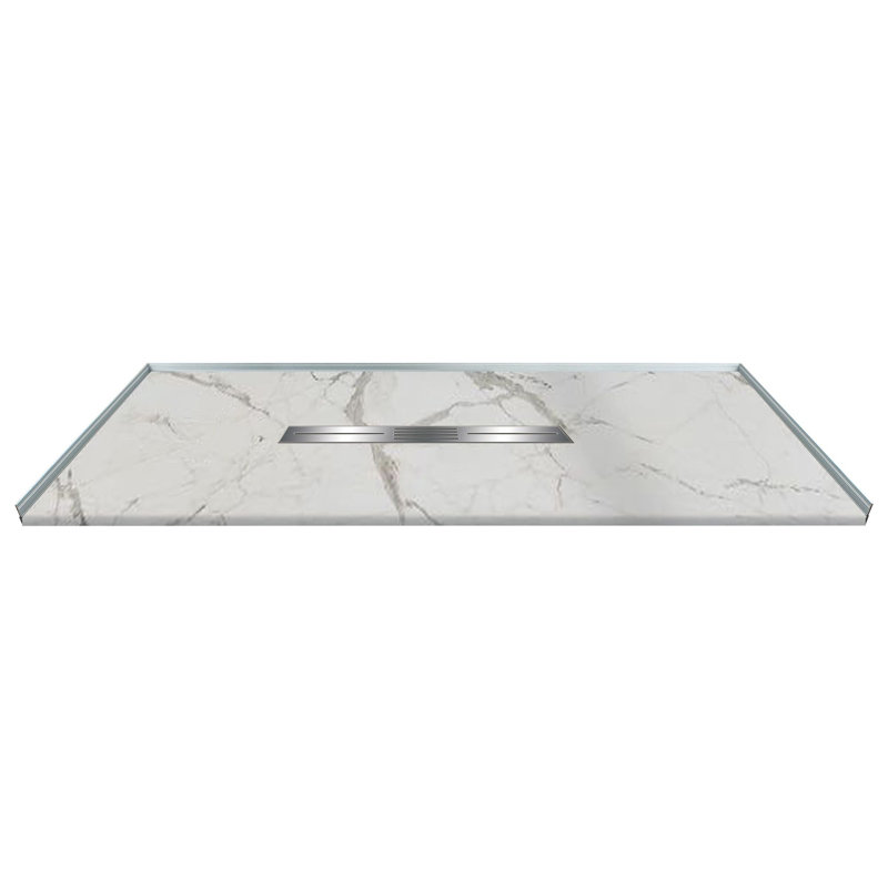 Transolid Trimslate Plus 60-in x 36-in Zero Threshold Shower Base with Center Drain, Calcite