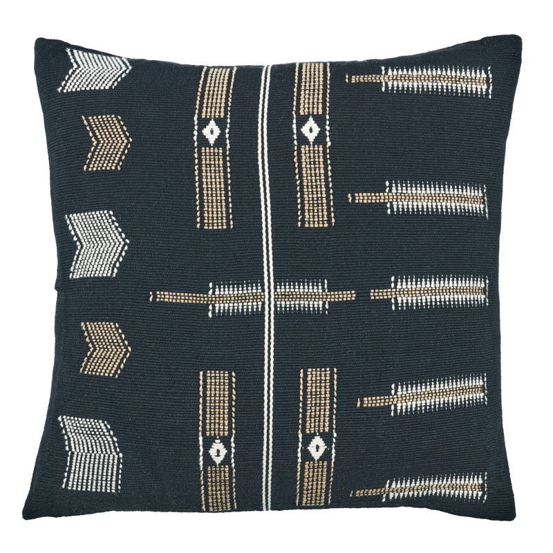 Erickson Embroidered Cotton Reversible Throw Pillow, Angora/Snow White/Tap Shoe/Antelope, 100% Polyester