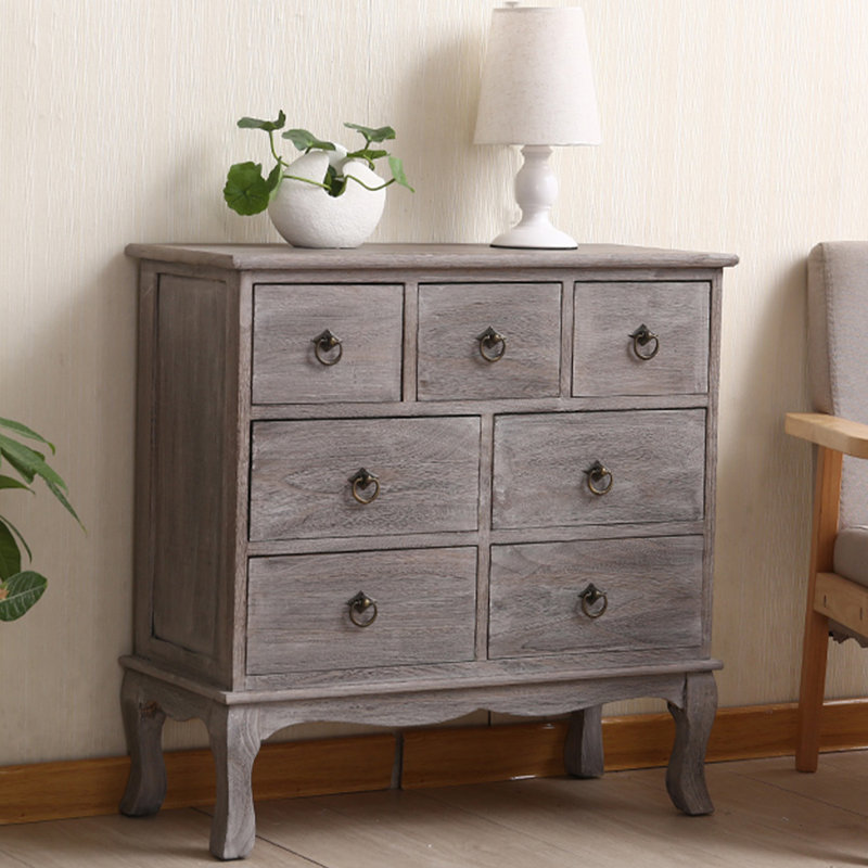 Buffet décoratif gris en bois massif, Gris
