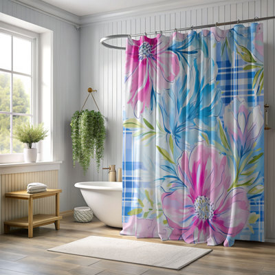 Tartan Flower Designs - Rideau de douche standard 1 pièce