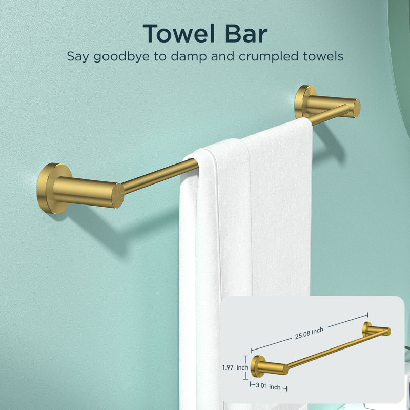 5 - Piece Bathroom Hardware Set, Brushed Gold