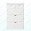 Deux tiroirs, trois portes pliantes, grande armoire à chaussures de rangement, blanc-1764487797