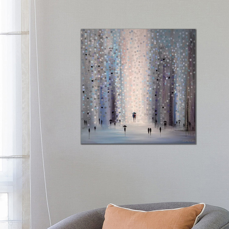Lovers In The Rain by Ekaterina Ermilkina - Wrapped Canvas Painting, Wrapped Canvas, 45.72 cm H x 45.72 cm W x 3.175 cm D