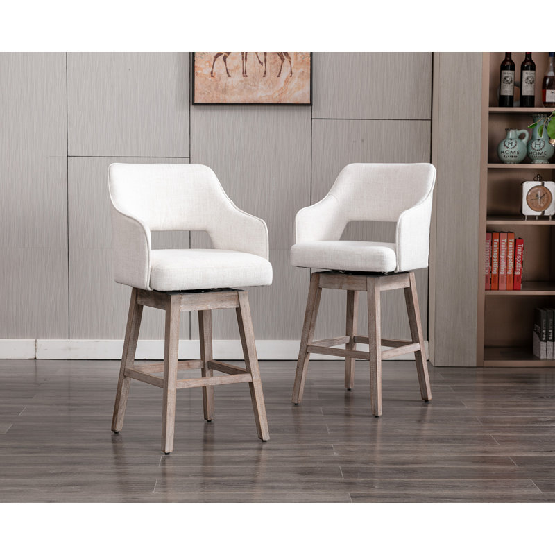 Tabouret de comptoir pivotant Ladayja, Crème
