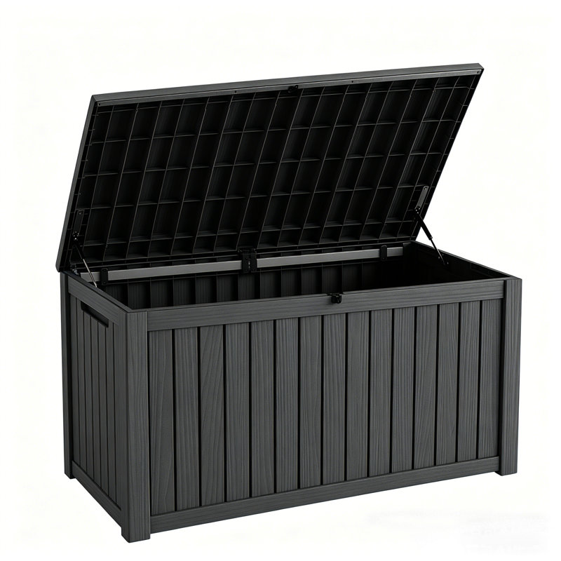 180 Gallon Water Resistant Resin Lockable Deck Box, Black