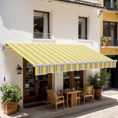Auvent manuel rétractable pour patio et fenêtres - Structure en aluminium robuste, réduction de la chaleur, tissu résistant à l'eau