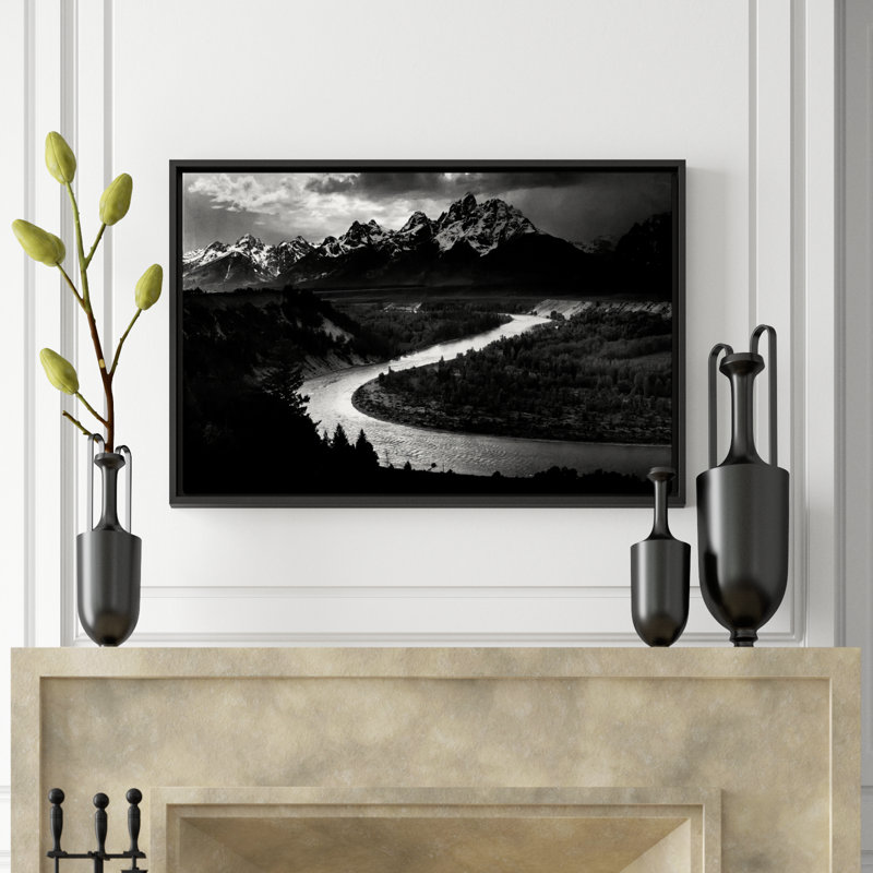«The Teton Snake River» par Ansel Adams, reproduction de photo sur toile tendue, H 32 po x l 48 po x P 1,5 po, Pas de tapis