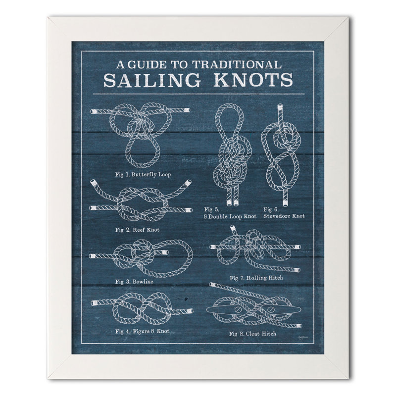 «Sailing Knots I», impression, Cadre blanc, H 16 po x l 12 po x P 0,75 po