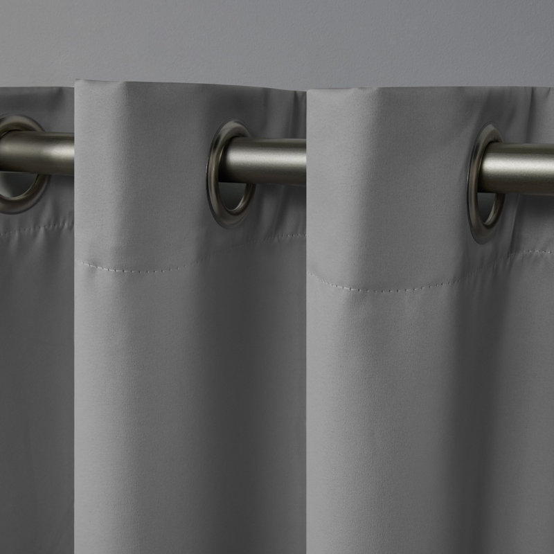 Mcmanus Room Darkening Thermal Grommet Curtain Panels, 52" W x 108" L, Veridian Gray
