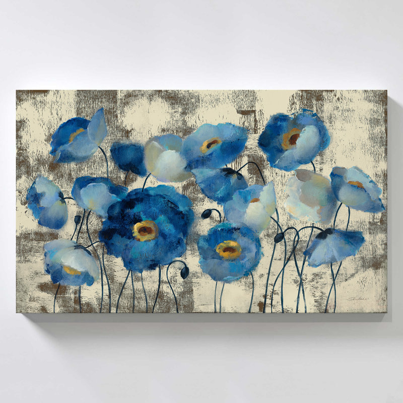 "Aquamarine Floral" par Silvia Vassileva, reproduction sur toile, H 18 po x l 30 po