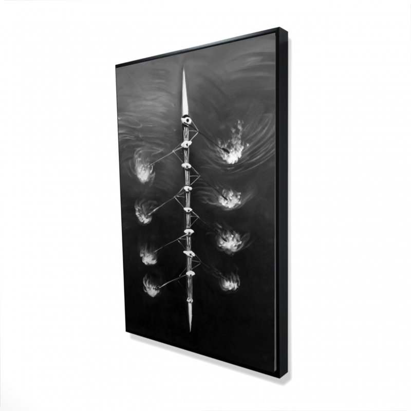 «Rowing Boat Race» - Toile encadrée noire et blanche