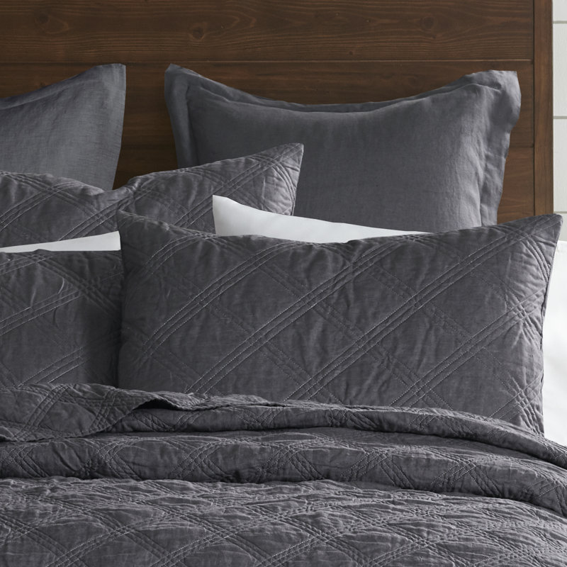 Washed Linen Charcoal Twin Quilt