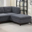 Ensemble de canapé modulaire en tissu de chenille gris cendré pour salon modulaire avec coin en coin et 2 repose-pieds capitonnés