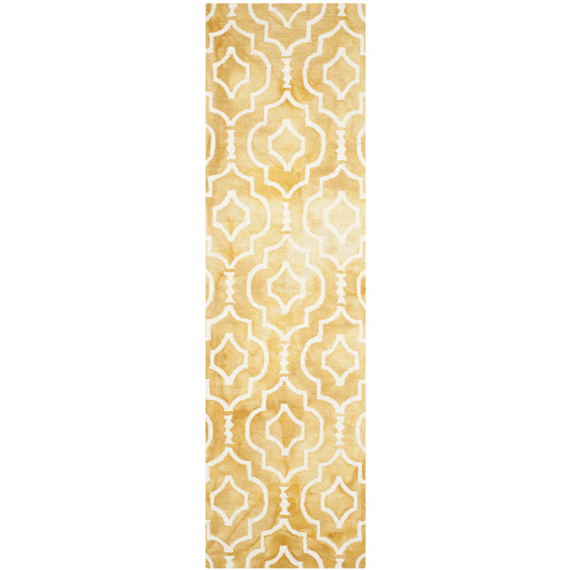 Dip Dye Hand Tufted Wool Geometric Rug, Runner 2'3" x 8'