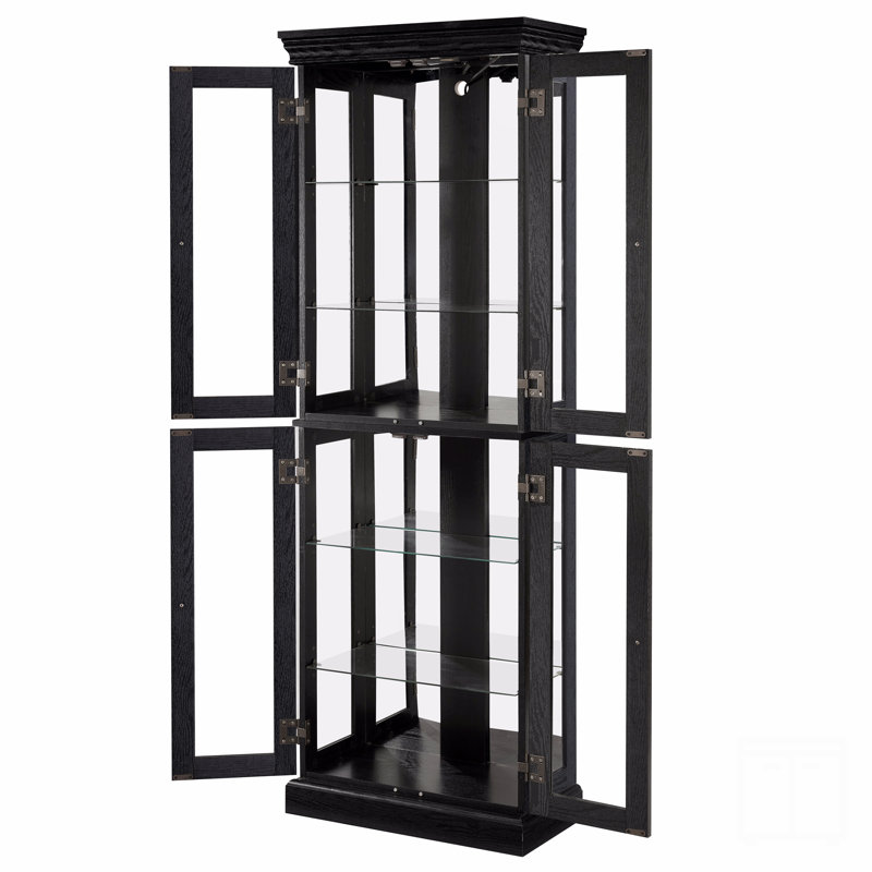 Elegant Lighted Glass Display Cabinet - Wooden Frame Storage