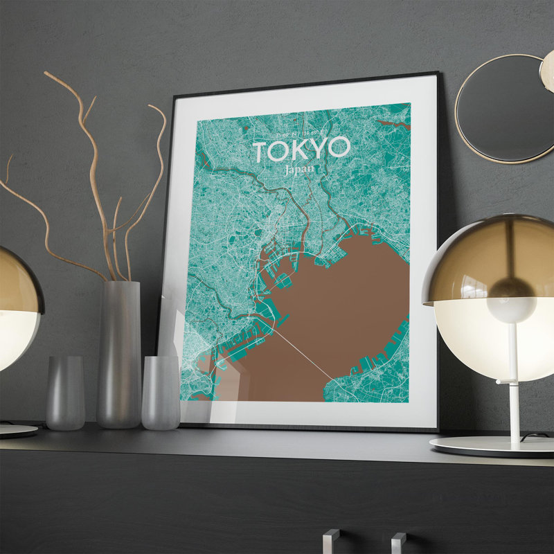 Tokyo City Map In Nature - No Frame Print, 24cm H x 18cm W x 0.05cm D