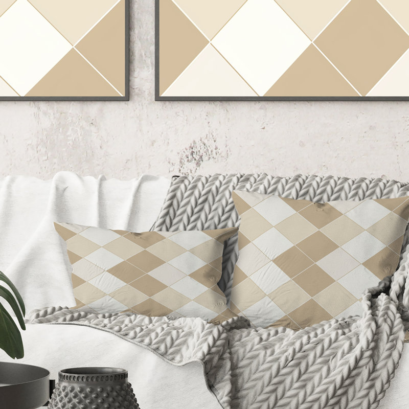 Coussin lombaire beige moderne blanc Argyle