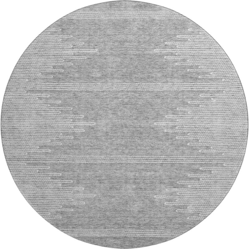 Premium Machine Washable Cerrito Gray Rug, Round 8'