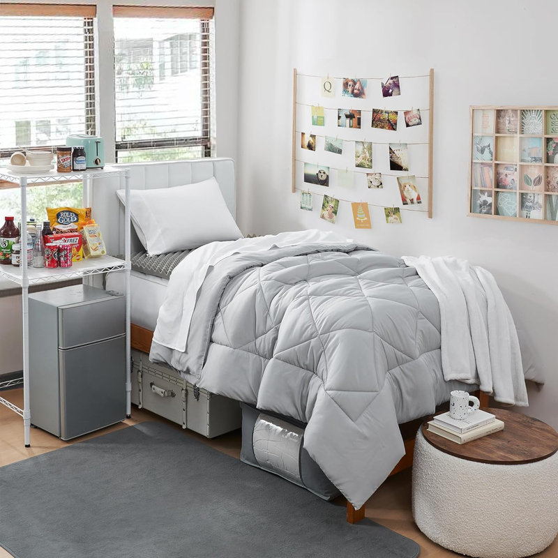 DormCo Packs Twin XL College Bedding Package Basic Necessities Kit, Gray
