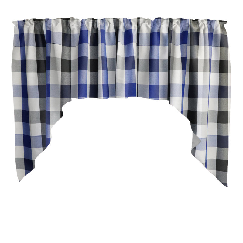 Cantonnière à damier 72 po, Noir royal / bleu / blanc
