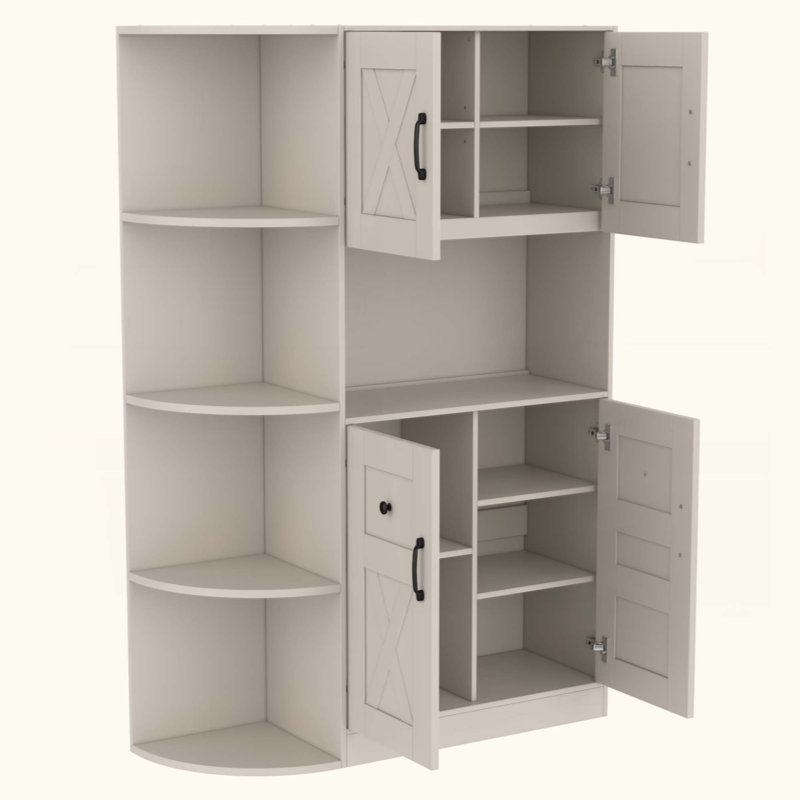 Armoire de vestibule multifonctionnelle gauche-droite (peut être utilisée séparément) avec rangement et 4 crochets, armoire de rangement / arbre d'entrée 2 en 1 pour le salon, la cuisine et le couloir