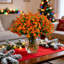 12 bouquets de fleurs d'eucalyptus artificiels - plantes simulées - orange grand teint