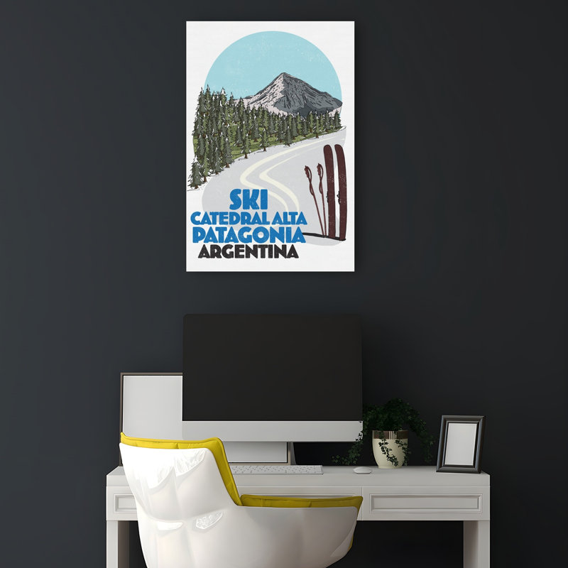 «Ski Patagonia», art contemporain abstrait pin, forêt, paysage