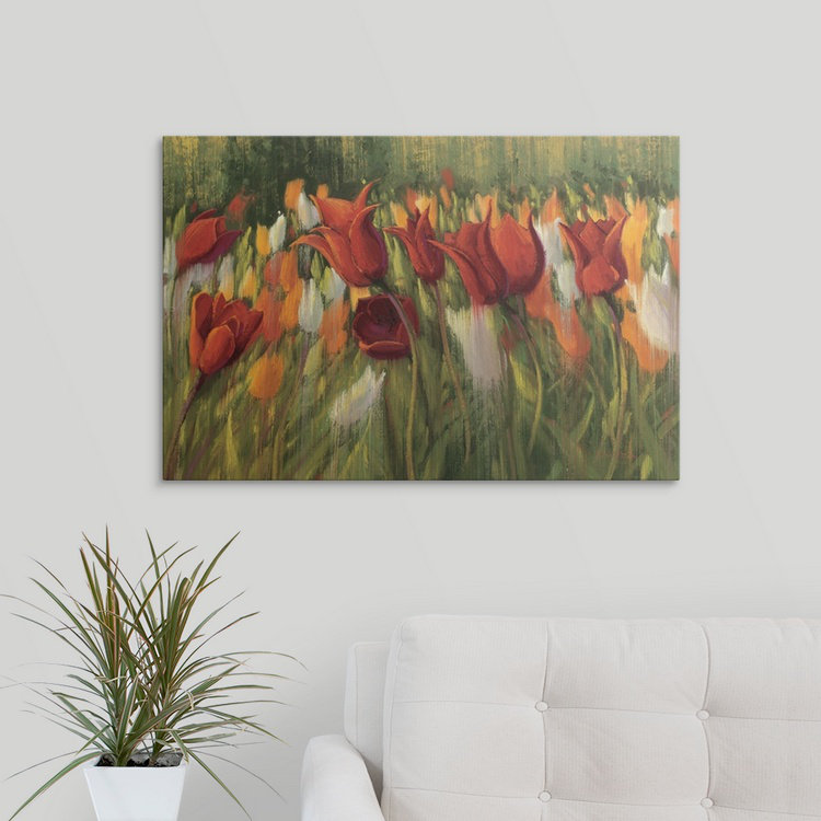 «Tipis tulipes» par Shirley Novak, reproduction d'art, H 20 po x l 30 po x P 1,5 po, Toile