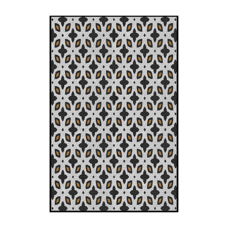 Tapis gris/zone noire à motifs Hilderbrand, Rectangle 8 pi x 10 pi