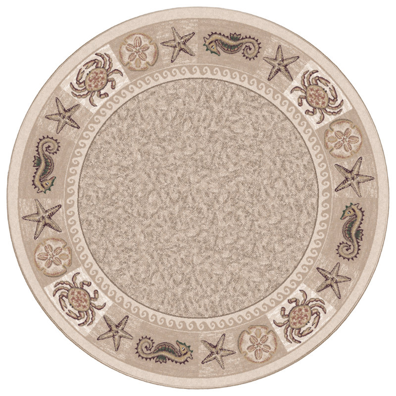 Lockridge Sea Life Opal Nautical Beach Area Rug, Oval 3'10" x 5'4"