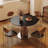 Walnut Round Sintered Stone Dining table-2044837715