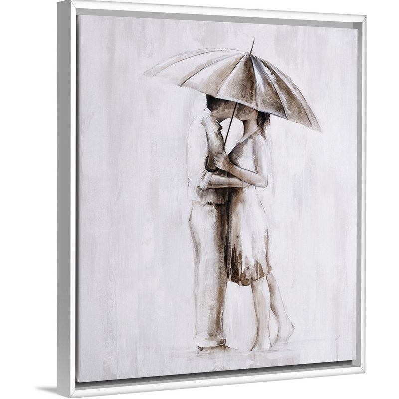 «Springtime Stroll», peinture sur toile, H 25,7 po x l 21,7 po x P 1,75 po, Cadre flottant blanc