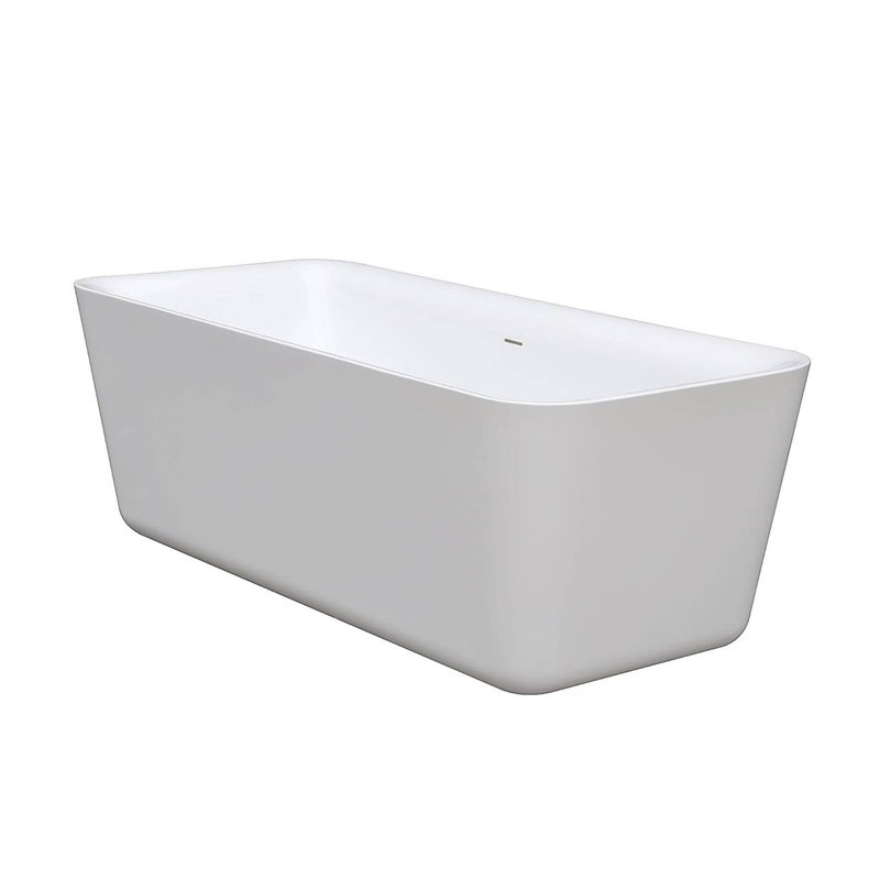 Emily 68.88'' x 23.63'' Soaking Acrylic Bathtub, White/Rose Gold 