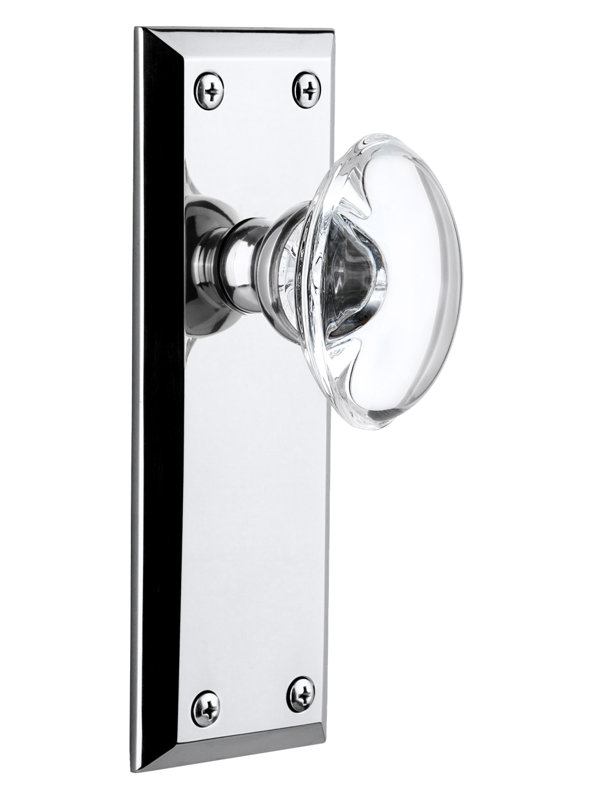 Poignée de porte en cristal Grandeur Fifth Avenue, 2-3/4", Chrome brillant