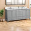 De salle de bain en bois massif avec lavabo double, armoire grise moderne