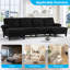 Canapé modulaire 110 po convertible en forme de L et en U, canapé en velours côtelé avec deux coussins de soutien et 2 repose-pieds-319050311
