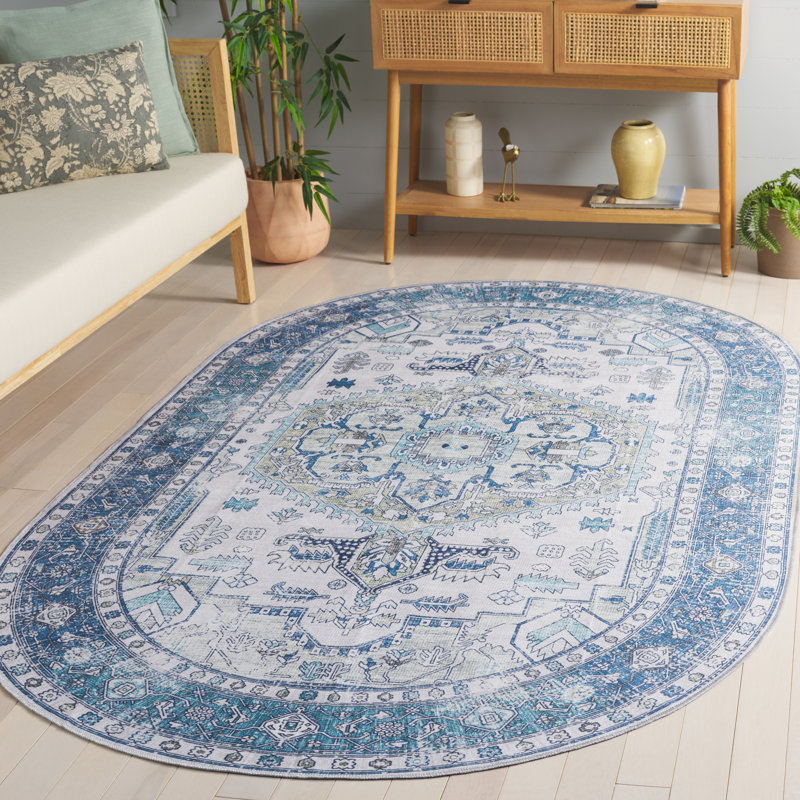 Maleek Performance Machine Washable Oriental Rug, Oval 5' x 8'