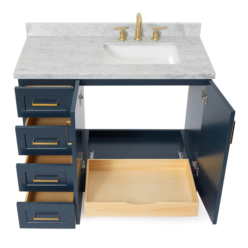 ARIEL TAYLOR 43 IN RIGHT OFFSET RECTANGLE SINK VANITY, Midnight Blue, Rectangle, Right