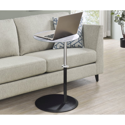 15.5"W End Table With Height Adjustable Gray Marble Textured Top