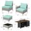 Ensemble de conversation modulaire d'extérieur en osier 8 pièces avec coussins et table de foyer 8 pièces-975242472-975242479